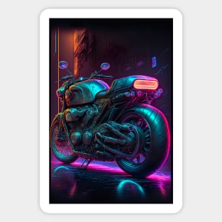 Cyber future motorbike with neon lights Sticker